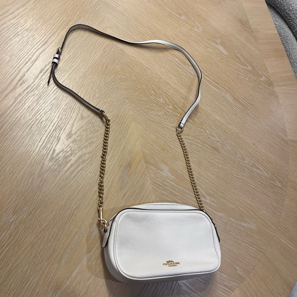 Coach White Crossbody Bag with Gold Chain Strap